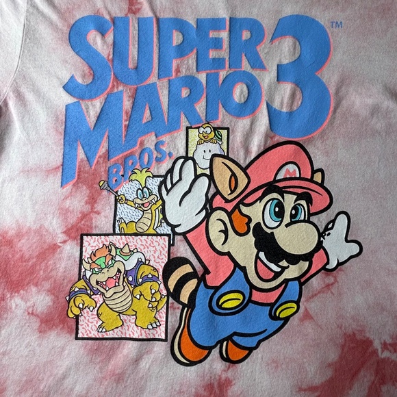Nintendo Super Mario Brothers 3 brand Small Tie-Dyed Graphic Shirt Bowser - Picture 2 of 10